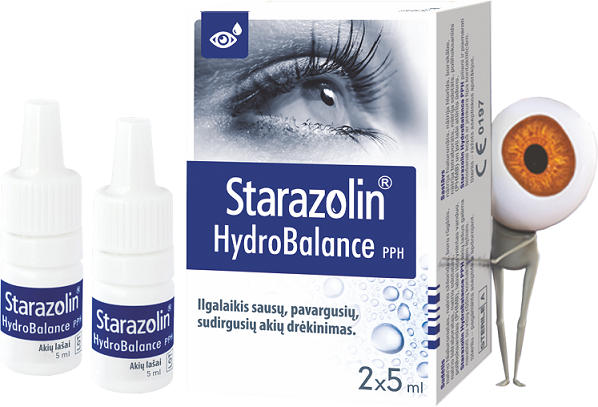 Starazolin Hydrobalance akių lašai. Ilgalaikis sausų, pavargusių ar sudirgusių akių drėkinimas